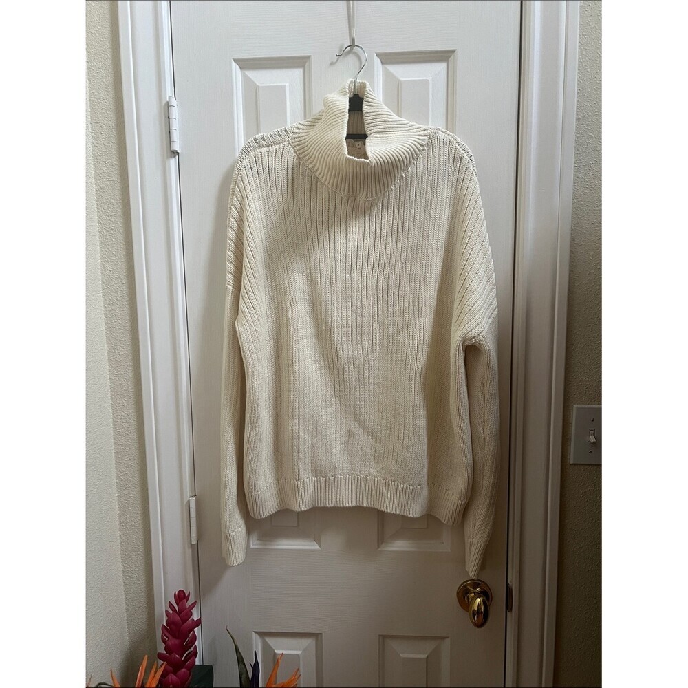 Emerson Fry ribbed Turtleneck Sweater Chunky Knit medium organic cotton Carolyn - Picture 10 of 11